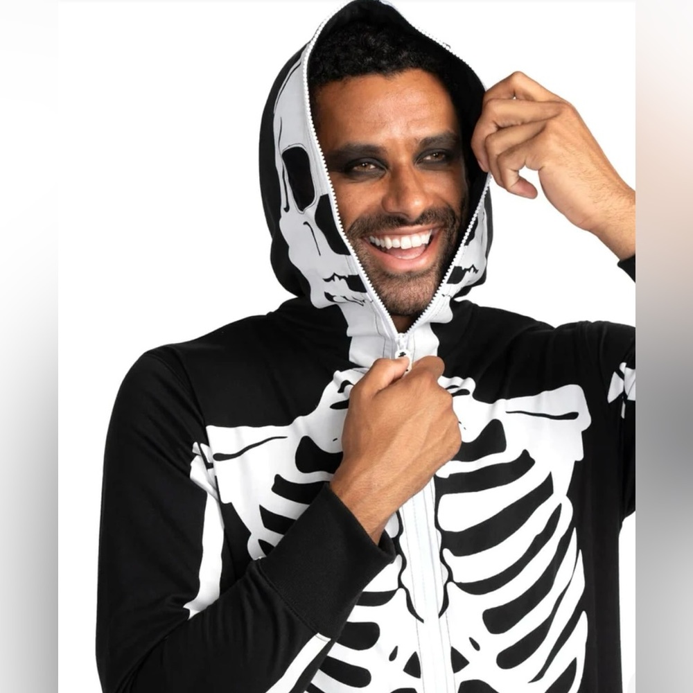 💀New! Tipsy Elves Unisex Skeleton Thick Onesie - Picture 7 of 16